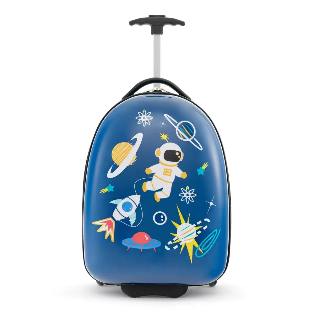 16 Inch Kids Carry-On Luggage Hard Shell Suitcase with Wheels-Blue - Blue - Kids Luggage
