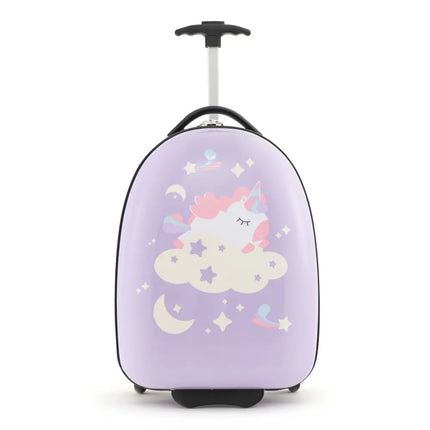 16 Inch Kids Carry-On Luggage Hard Shell Suitcase with Wheels-Pink - Pink - Kids Luggage