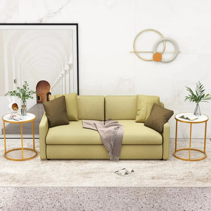 16 Inch Marble Top Round Side Table with Golden Metal Frame for Living Room Bedroom-Set of 2 Costway