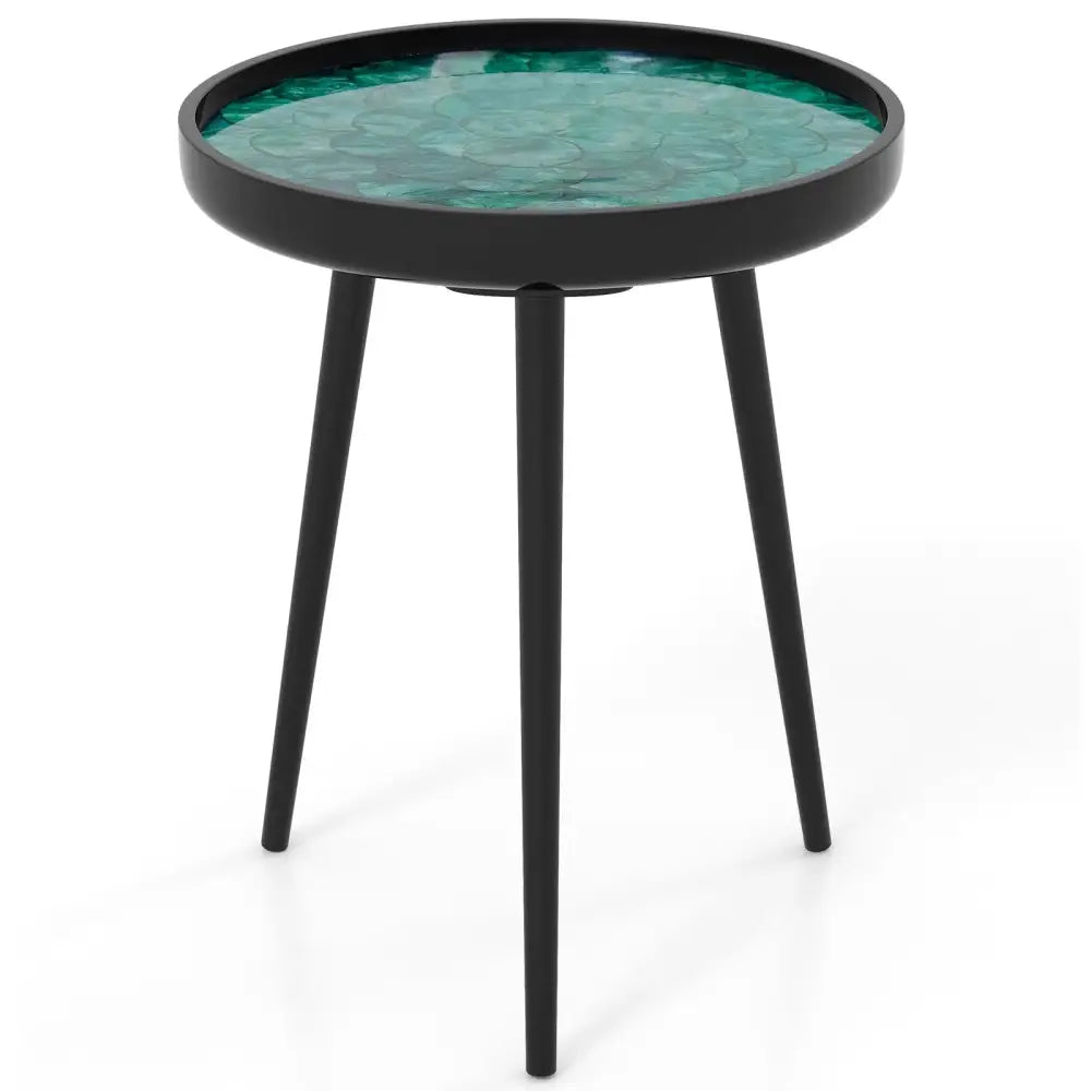 16 Inch Mid-century Modern Coffee End Table with Sea Shell Decoration-Green Costway