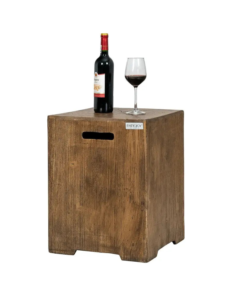 16 Inch Outdoor Hideaway Table Cover for Standard 20 LBS Propane Tank-B - Rustic Brown - Fire Pits