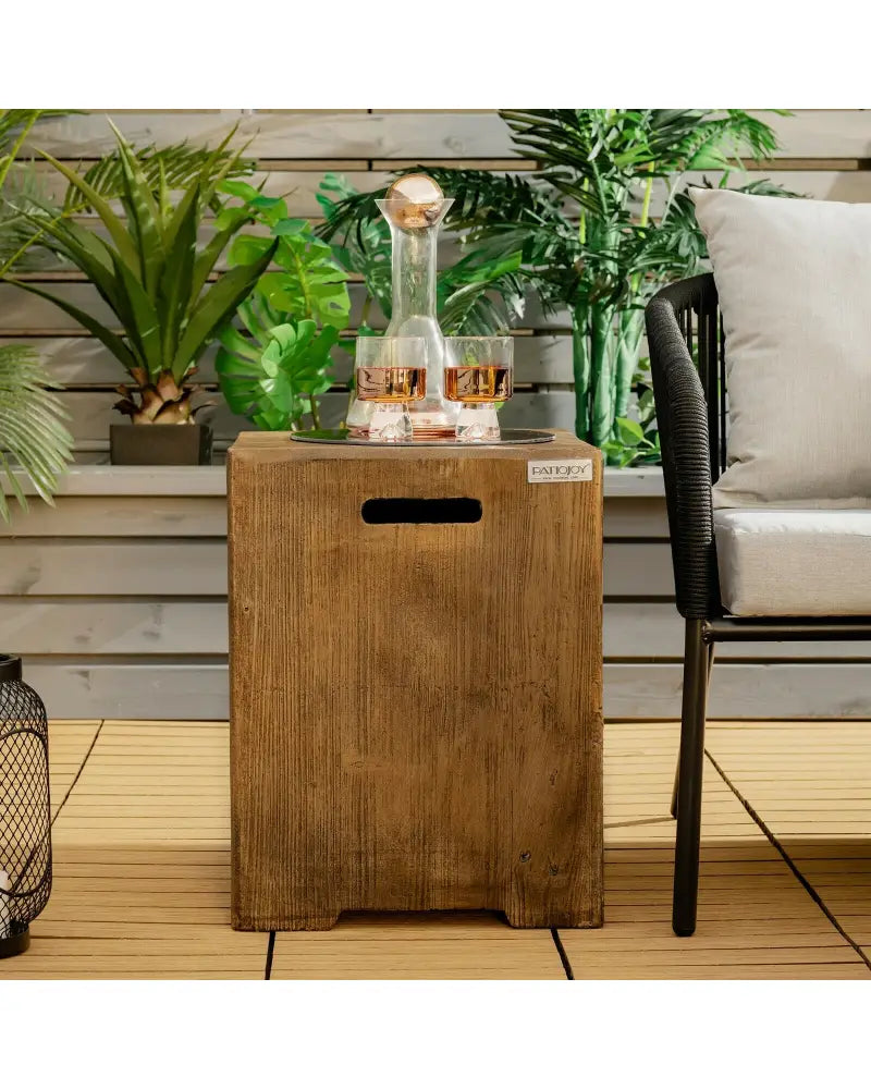 16 Inch Outdoor Hideaway Table Cover for Standard 20 LBS Propane Tank-B - Rustic Brown - Fire Pits