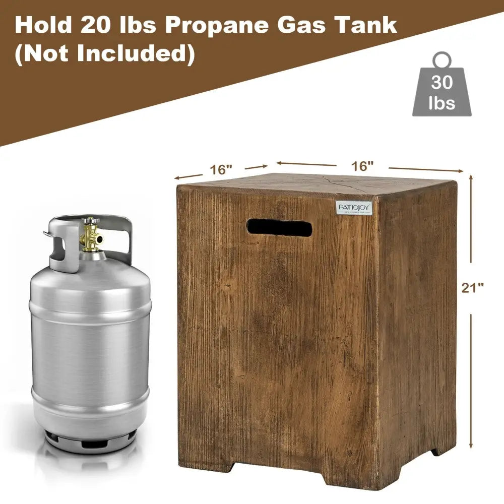 16 Inch Outdoor Hideaway Table Cover for Standard 20 LBS Propane Tank-B - Rustic Brown - Fire Pits