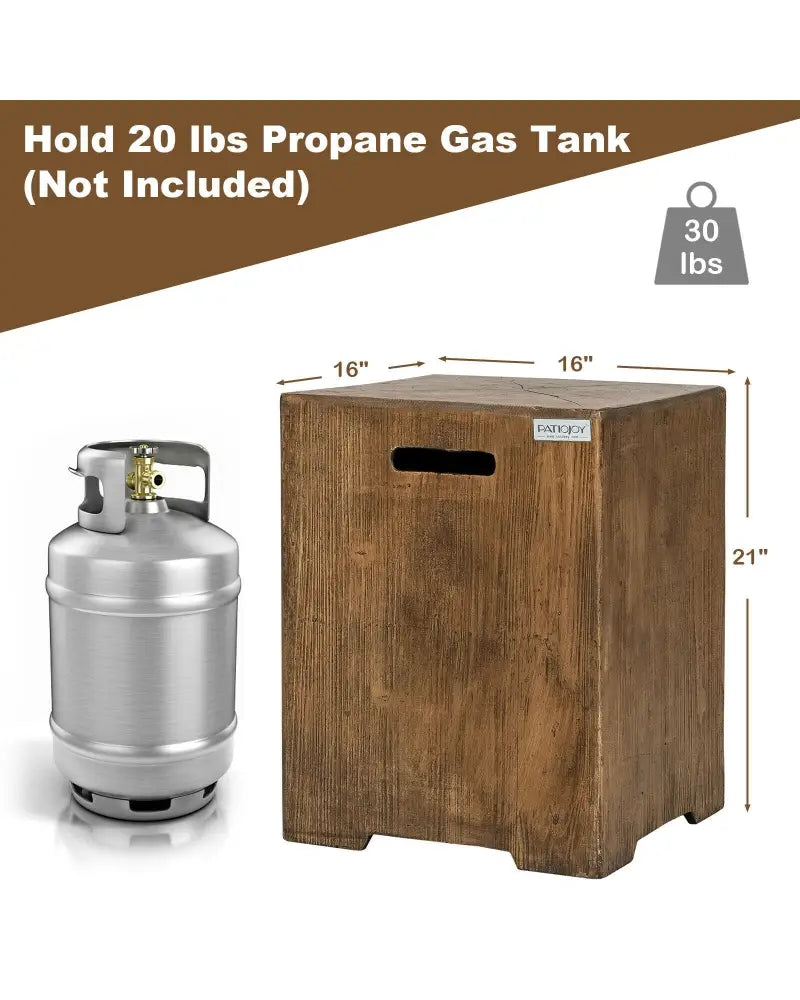 16 Inch Outdoor Hideaway Table Cover for Standard 20 LBS Propane Tank-B - Rustic Brown - Fire Pits