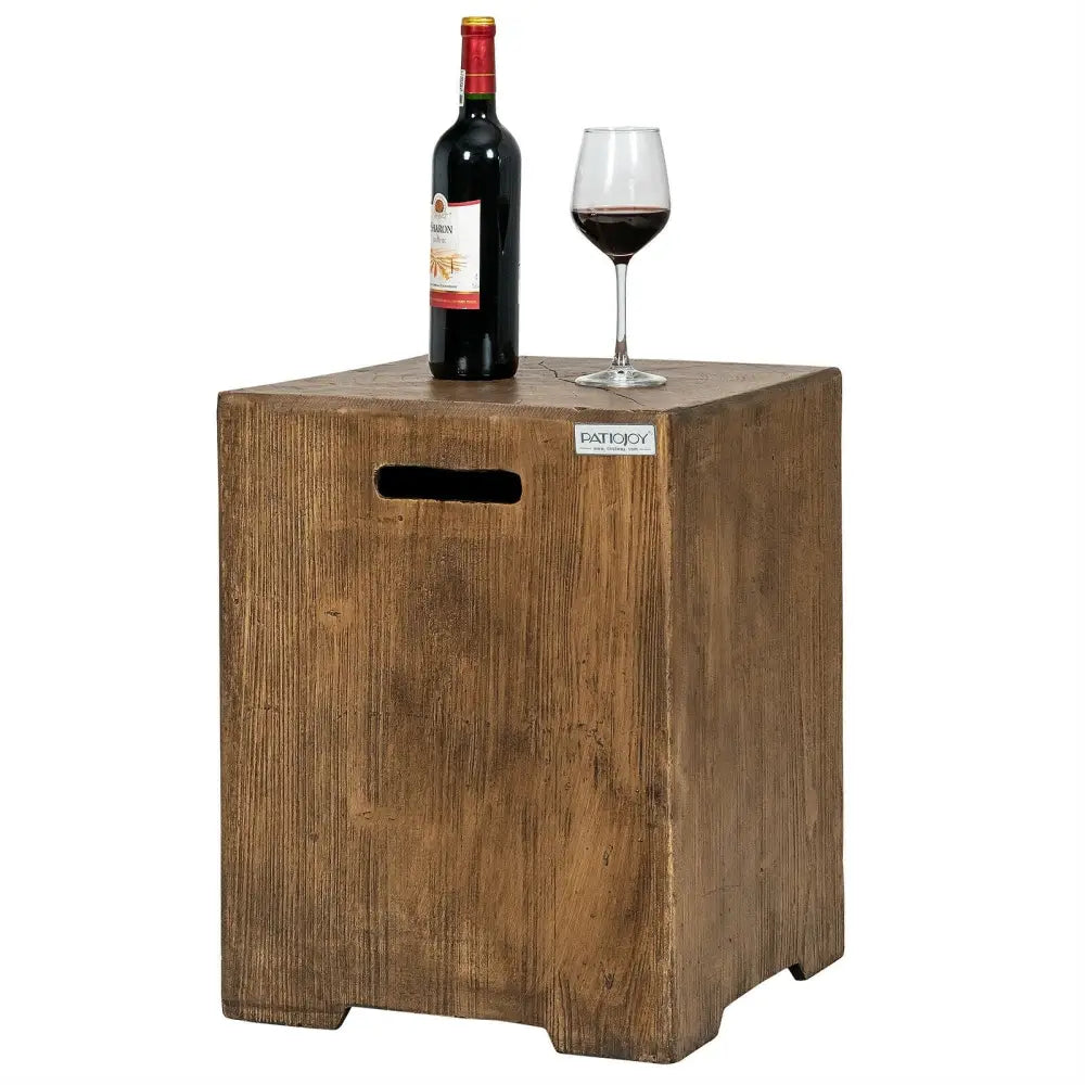 16 Inch Outdoor Hideaway Table Cover for Standard 20 LBS Propane Tank-B - Rustic Brown - Fire Pits