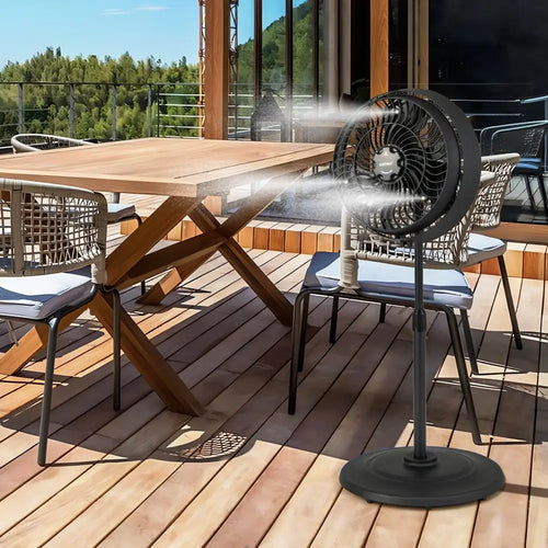 16 Inch Outdoor Misting Fan Oscillating Pedestal Fan with 3 Mist Levels-Black - Black - Fans