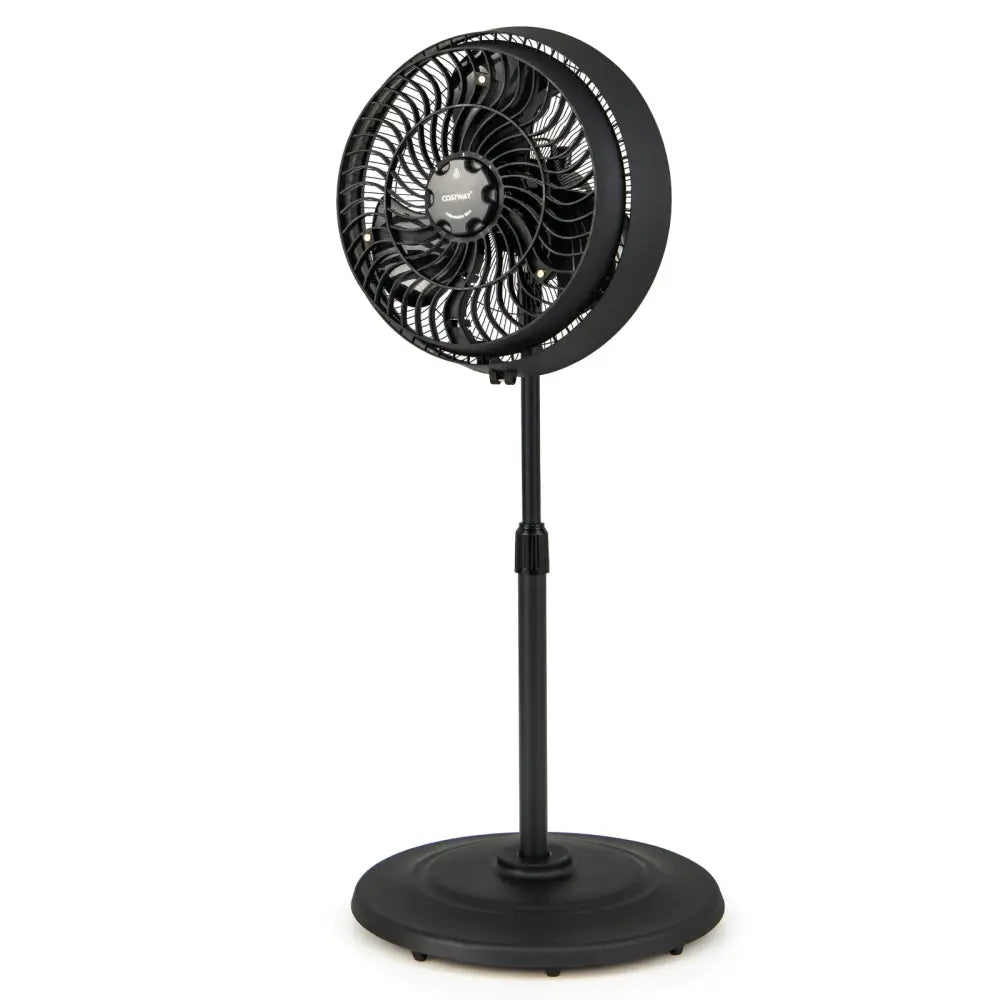 16 Inch Outdoor Misting Fan Oscillating Pedestal Fan with 3 Mist Levels-Black - Black - Fans