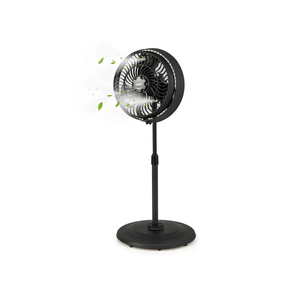 16 Inch Outdoor Misting Fan Oscillating Pedestal Fan with 3 Mist Levels-Black Costway