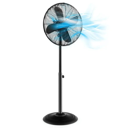16 Inch Pedestal Standing Fan Oscillating Pedestal Fan with 3 Speeds and Adjustable Height-Black Costway