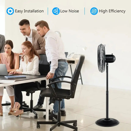 16 Inch Pedestal Standing Fan Oscillating Pedestal Fan with 3 Speeds and Adjustable Height-Black Costway