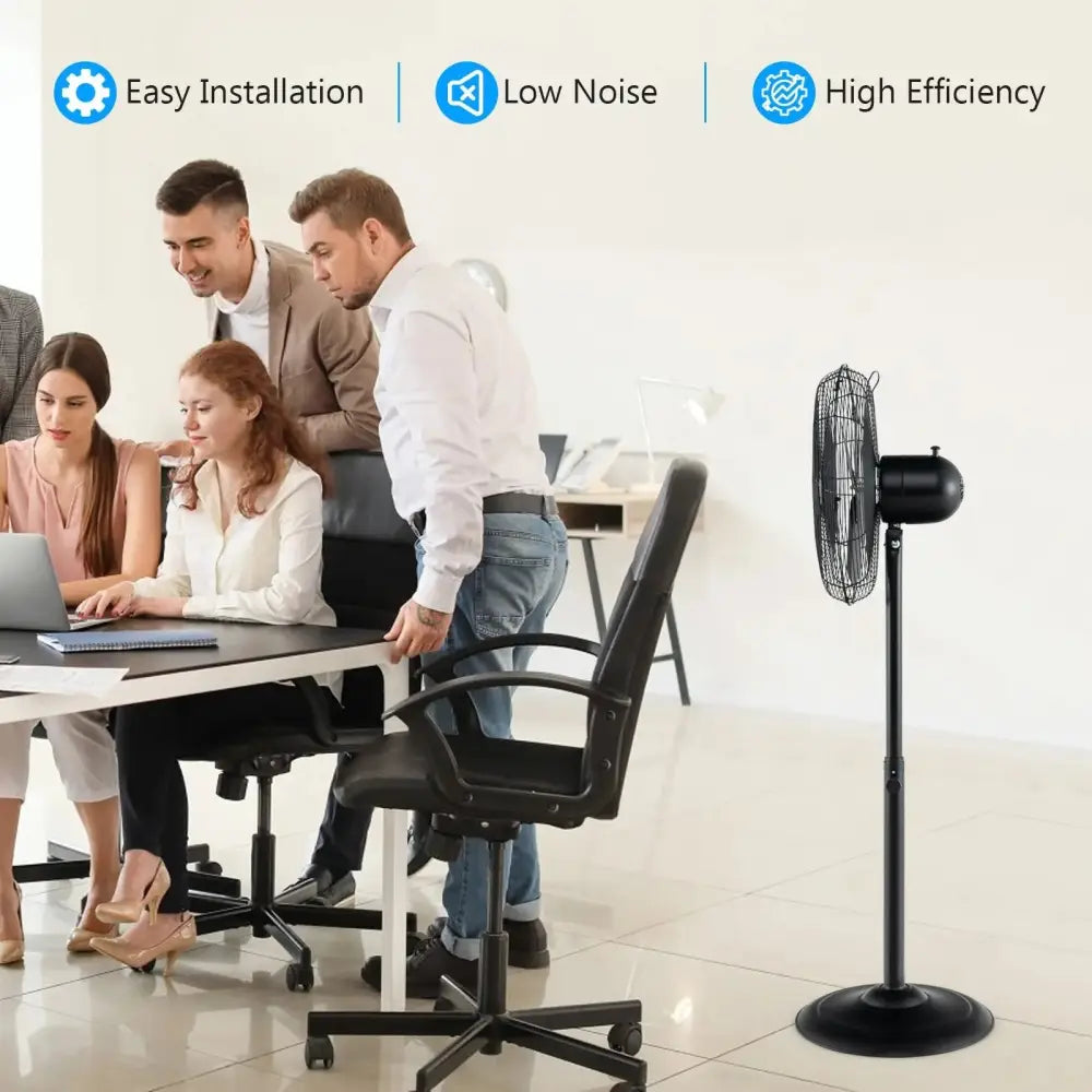 16 Inch Pedestal Standing Fan Oscillating Pedestal Fan with 3 Speeds and Adjustable Height-Black Costway