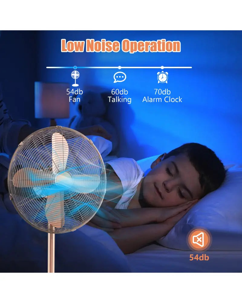 16 Inch Pedestal Standing Fan Oscillating Pedestal Fan with 3 Speeds and Adjustable Height-Copper - Copper - Fans