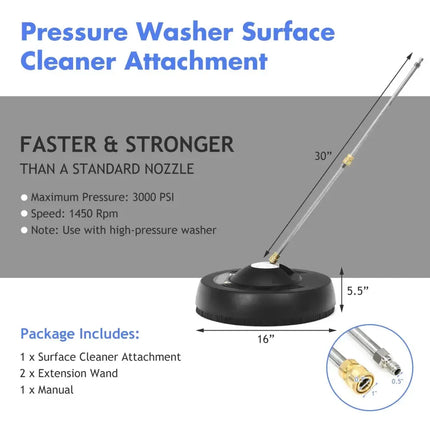 16 Inch Pressure Washer with 2 Spray Nozzles and 1/4-inch Quick-connect Extension Wands Costway