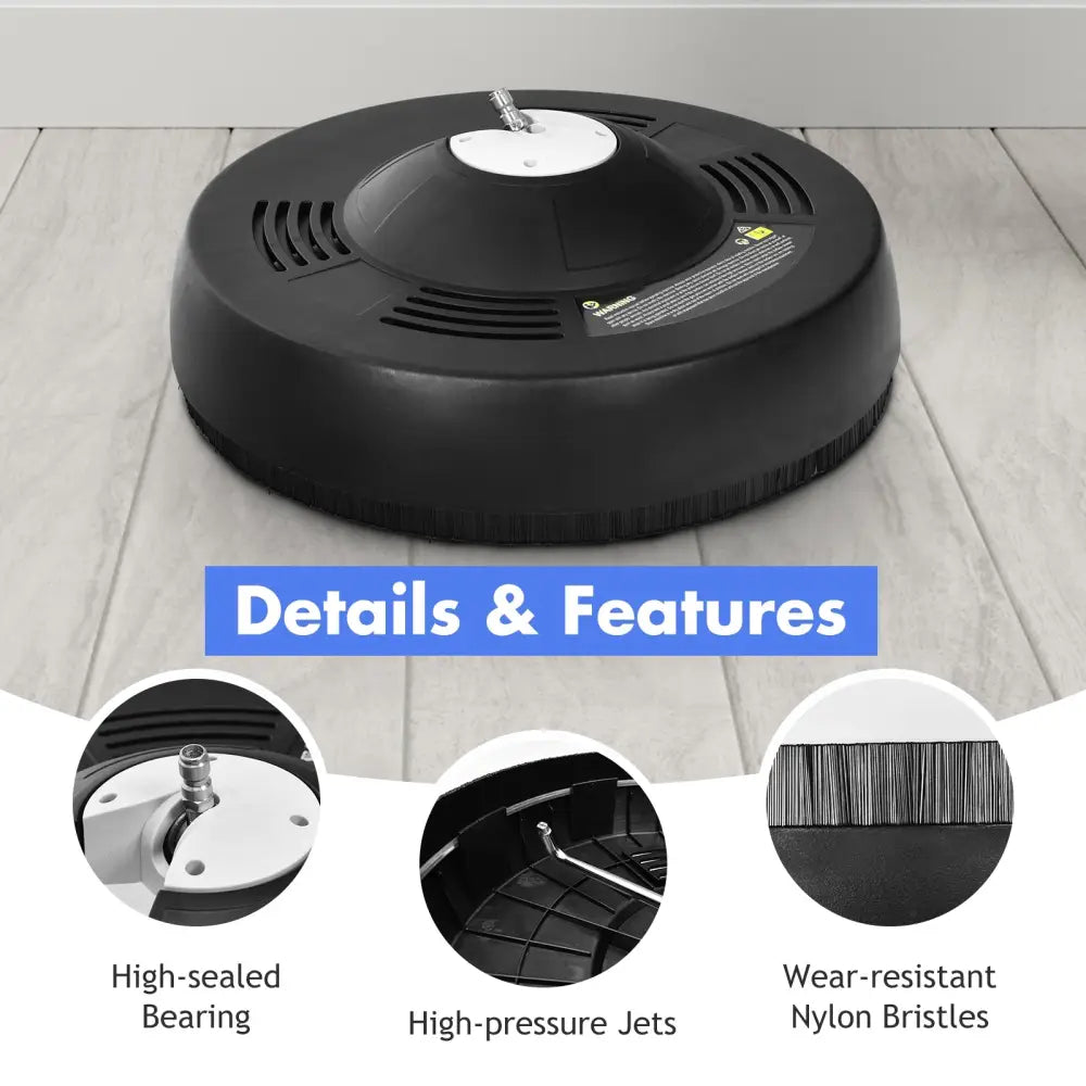 16 Inch Pressure Washer with 2 Spray Nozzles and 1/4-inch Quick-connect Extension Wands - Black - Vacuums & Cleaners