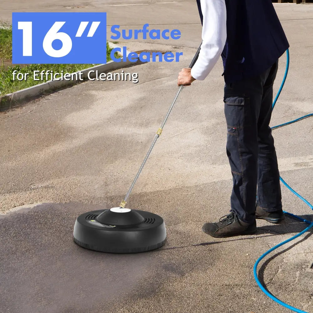 16 Inch Pressure Washer with 2 Spray Nozzles and 1/4-inch Quick-connect Extension Wands - Black - Vacuums & Cleaners