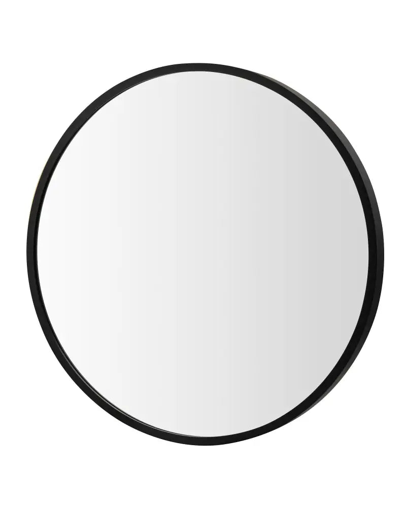 16-inch Round Wall Mirror with Aluminum Alloy Frame-Black - Black - Wall Mirrors