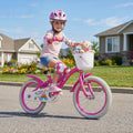 16 Inches Girls Bike for 4-7 Years Old with Basket - Spring Party Pink - Pink - Kids Bike