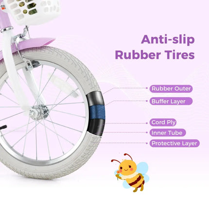 16 Inches Girls Bike Kids Bicycle with Doll Seat and Streamers for Children 4 - 7 Years Old - Oasis Home Essentials