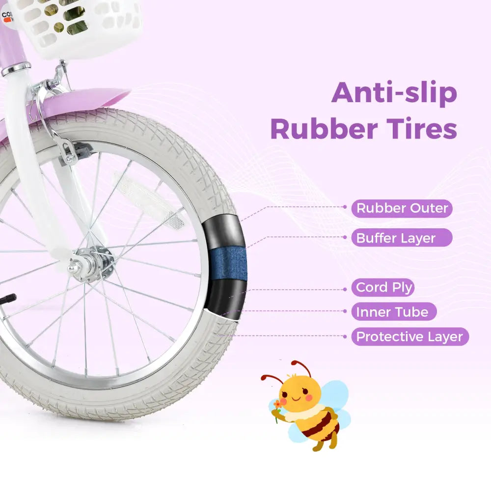 16 Inches Girls Bike Kids Bicycle with Doll Seat and Streamers for Children 4-7 Years Old - Purple - Kids Bike