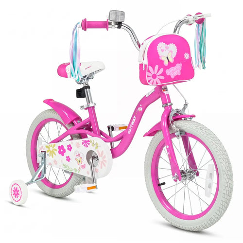 16 Inches Girls Bike with Front Bag and Streamers for 4-7 Years Pink - Pink - Kids Bike