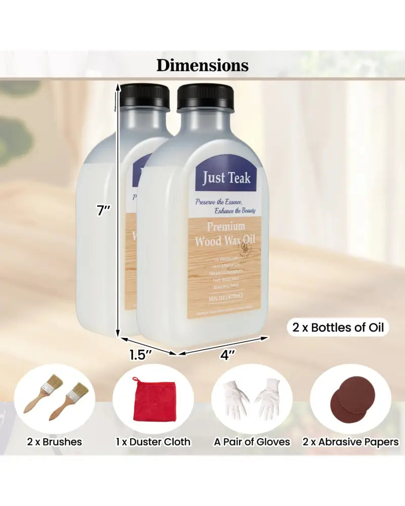 16 oz Wood Oil Cleaner and Brightener for Outdoor and Indoor Furniture Set of 2 - Outdoor Furniture Accessories