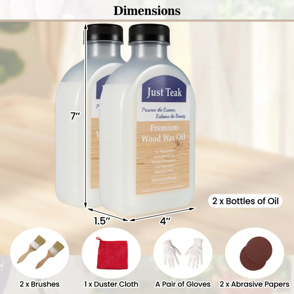 16 oz Wood Oil Cleaner and Brightener for Outdoor and Indoor Furniture Set of 2 - Outdoor Furniture Accessories