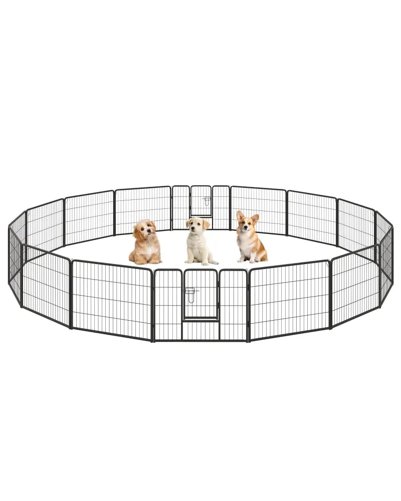 16 Panel 24/32/40 Inches Height Dog Playpen with Lock and Large Door-24 inches - Pet Gate