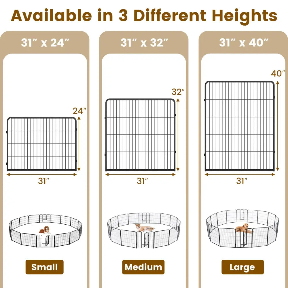 16 Panel 24/32/40 Inches Height Dog Playpen with Lock and Large Door-24 inches - Pet Gate