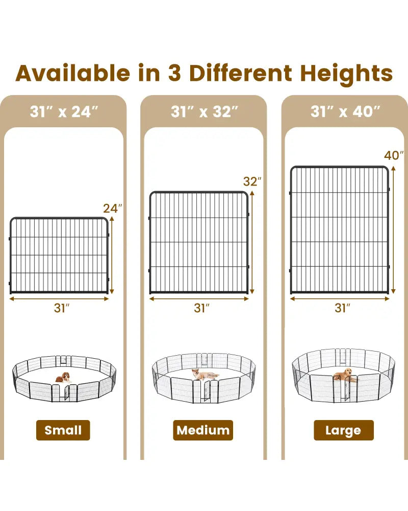 16 Panel 24/32/40 Inches Height Dog Playpen with Lock and Large Door-24 inches - Pet Gate