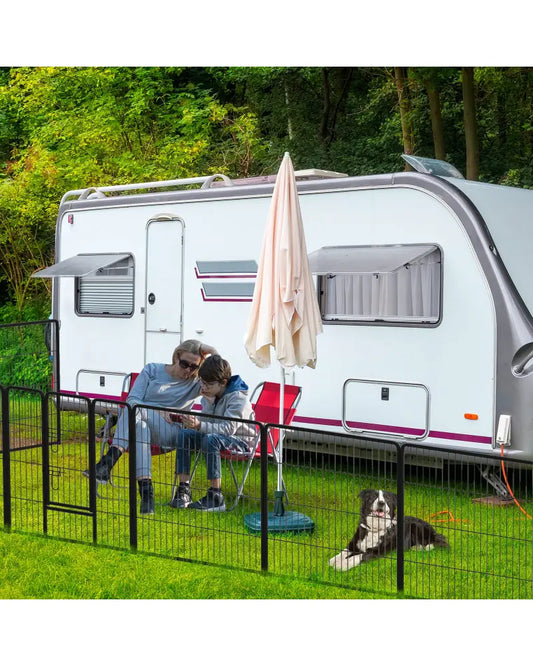 16 Panel 24/32/40 Inches Height Dog Playpen with Lock and Large Door-32 inches - Pet Gate
