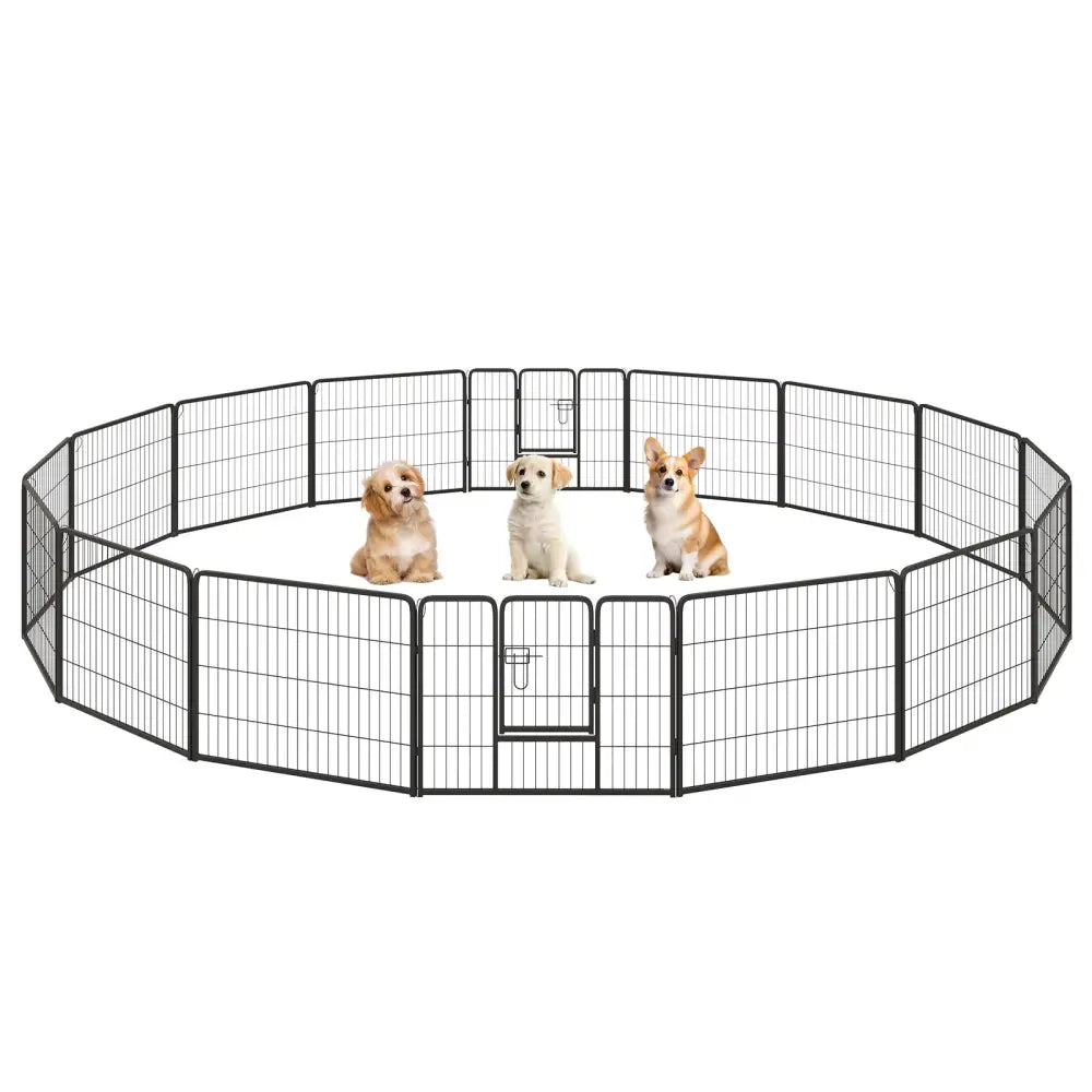 16 Panel 24/32/40 Inches Height Dog Playpen with Lock and Large Door-24 inches - Pet Gate