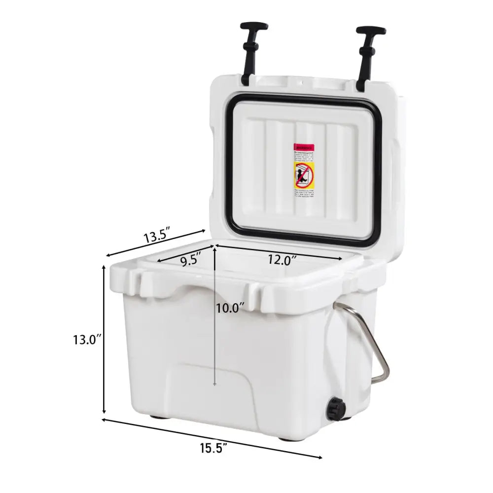 16 Quart 24-Can Capacity Portable Insulated Ice Cooler with 2 Cup Holders-White - White - Coolers