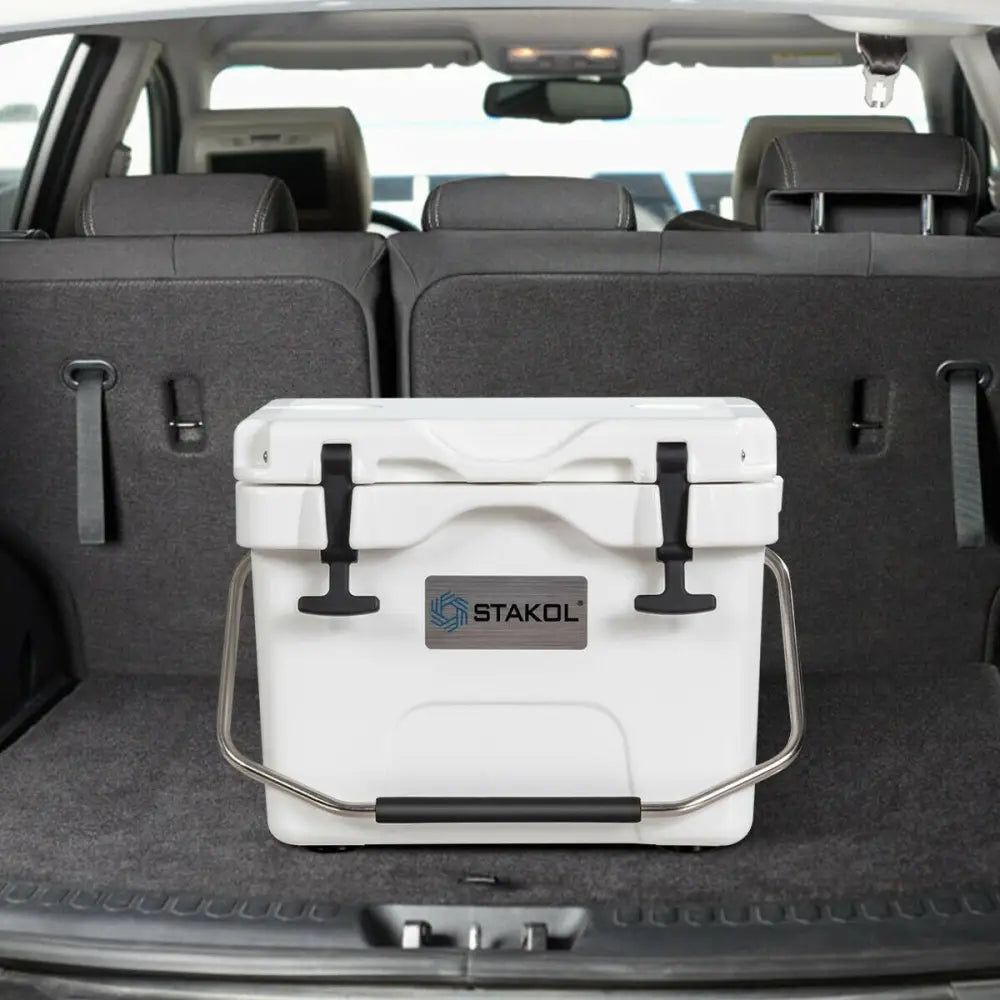 16 Quart 24-Can Capacity Portable Insulated Ice Cooler with 2 Cup Holders-White - White - Coolers