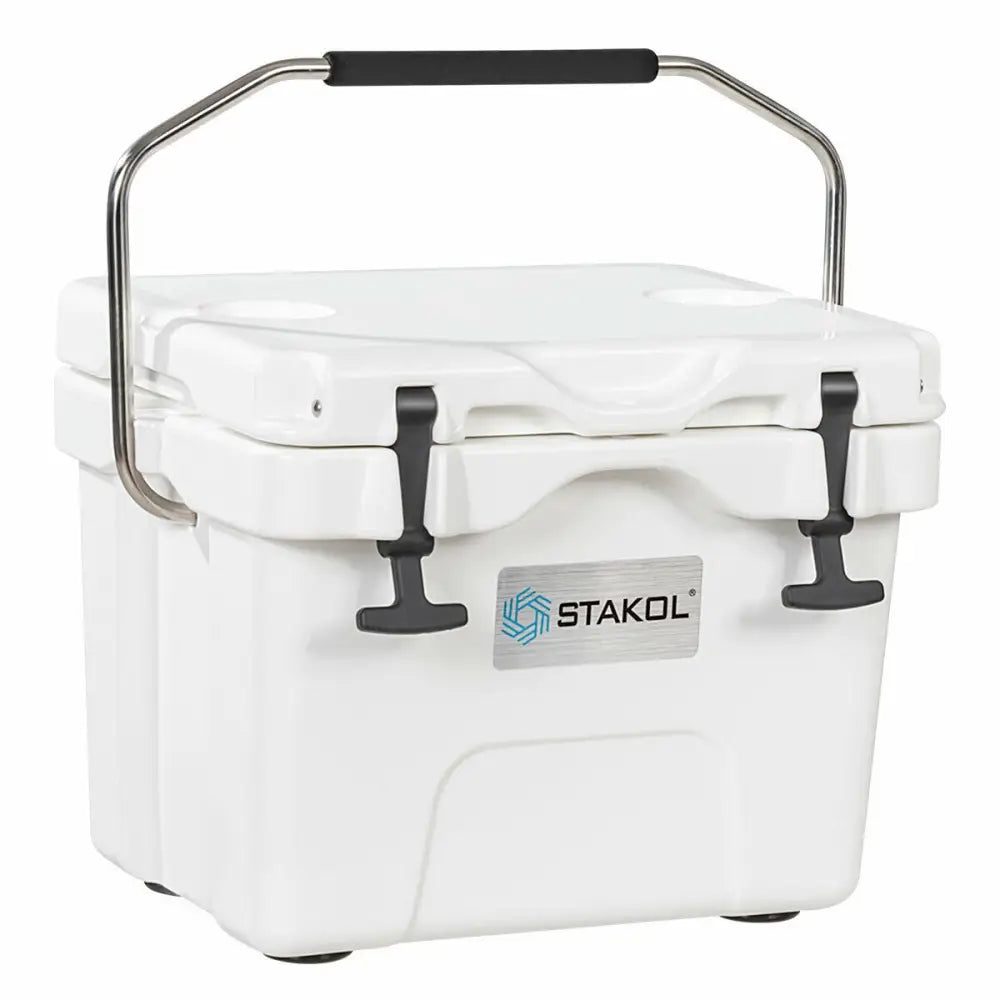 16 Quart 24-Can Capacity Portable Insulated Ice Cooler with 2 Cup Holders-White - White - Coolers
