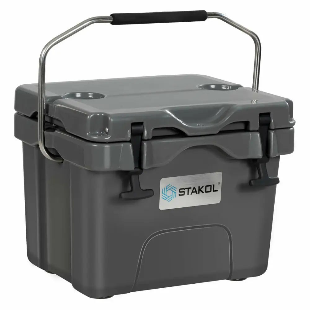 16 Quart 24-Can Capacity Portable Insulated Ice Cooler with 2 Cup Holders-Gray - Gray - Coolers