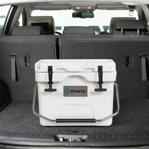 16 Quart 24-Can Capacity Portable Insulated Ice Cooler with 2 Cup Holders-White - White - Coolers