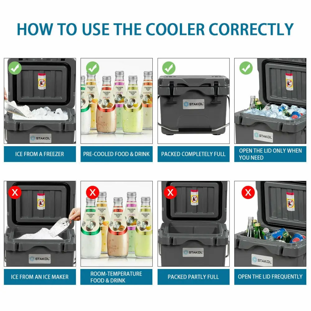 16 Quart 24-Can Capacity Portable Insulated Ice Cooler with 2 Cup Holders-Gray - Gray - Coolers