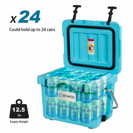 16 Quart 24-Can Capacity Portable Insulated Ice Cooler with 2 Cup Holders-Blue - Blue - Coolers