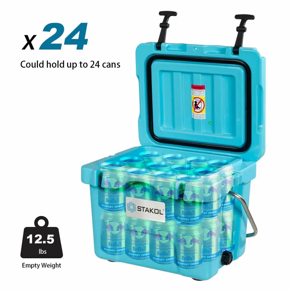 16 Quart 24-Can Capacity Portable Insulated Ice Cooler with 2 Cup Holders-Blue - Blue - Coolers