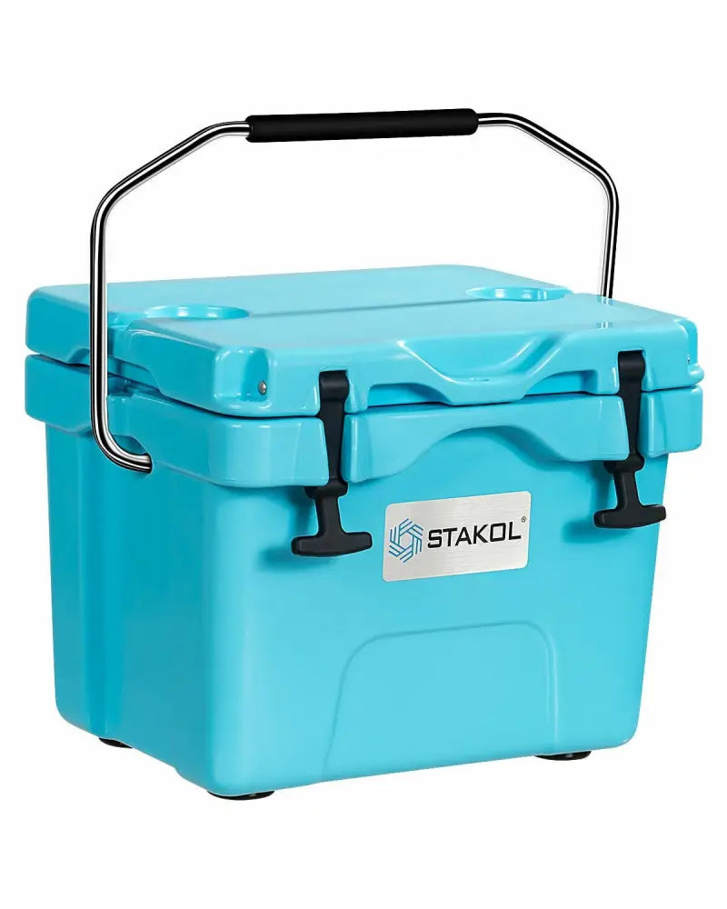 16 Quart 24-Can Capacity Portable Insulated Ice Cooler with 2 Cup Holders-Blue - Blue - Coolers
