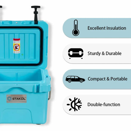 16 Quart 24-Can Capacity Portable Insulated Ice Cooler with 2 Cup Holders-Blue - Blue - Coolers