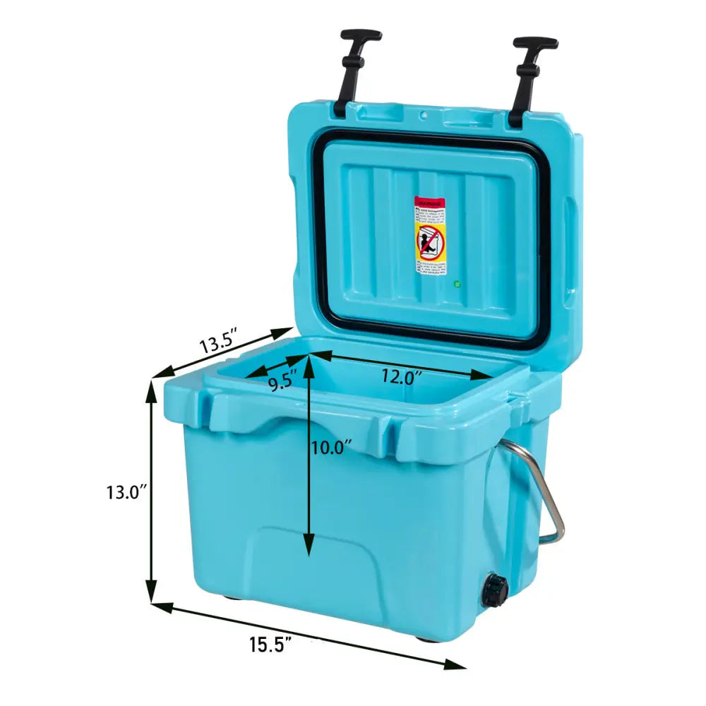 16 Quart 24-Can Capacity Portable Insulated Ice Cooler with 2 Cup Holders-Blue - Blue - Coolers