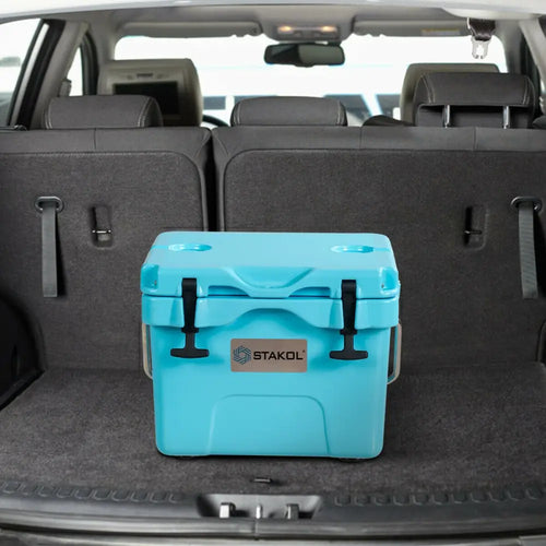 16 Quart 24-Can Capacity Portable Insulated Ice Cooler with 2 Cup Holders-Blue - Blue - Coolers