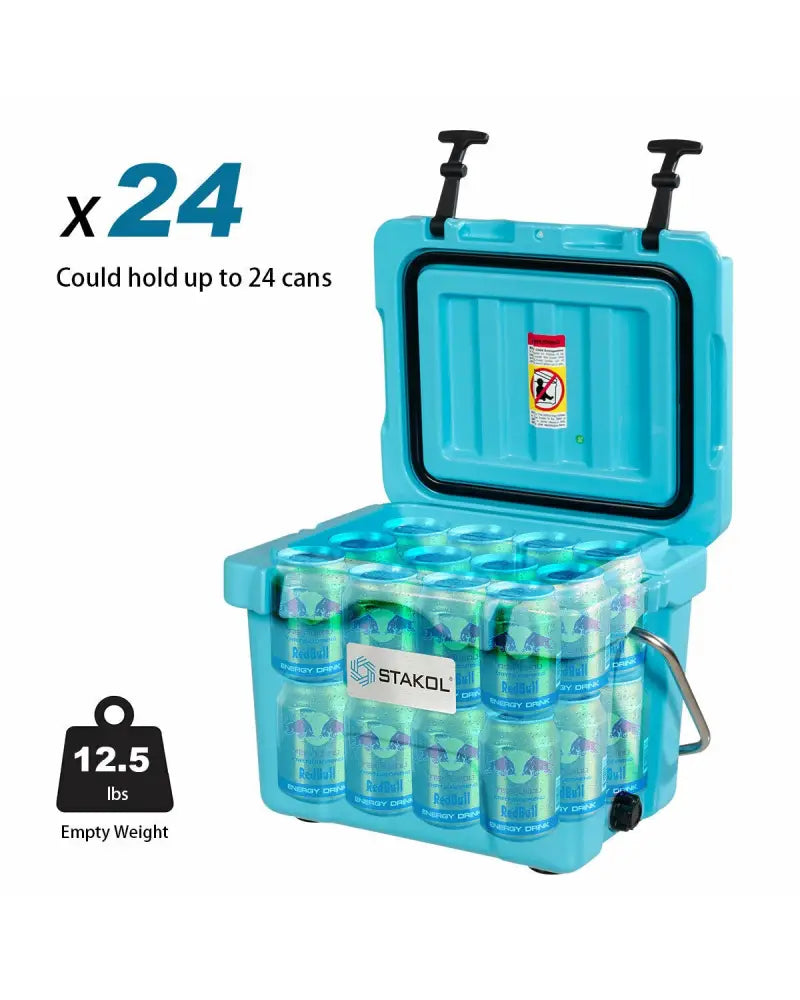 16 Quart 24-Can Capacity Portable Insulated Ice Cooler with 2 Cup Holders-Blue - Blue - Coolers
