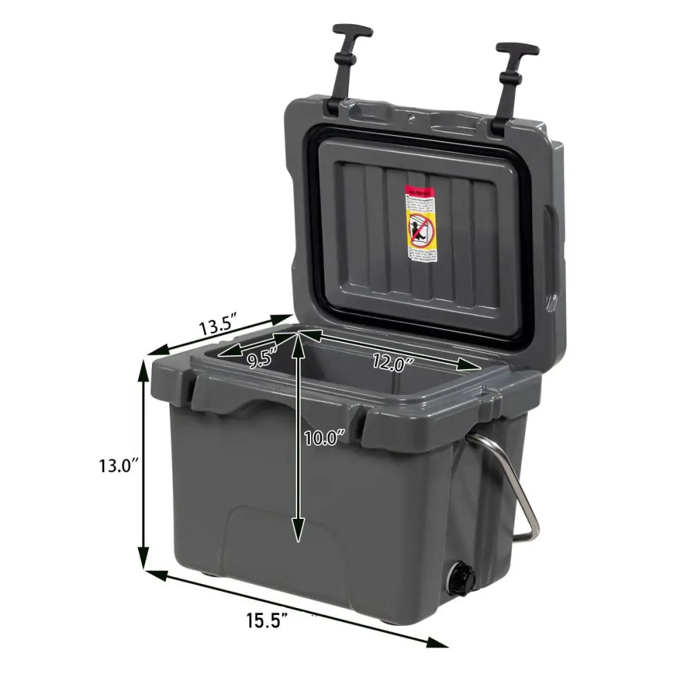 16 Quart 24-Can Capacity Portable Insulated Ice Cooler with 2 Cup Holders-Gray - Gray - Coolers