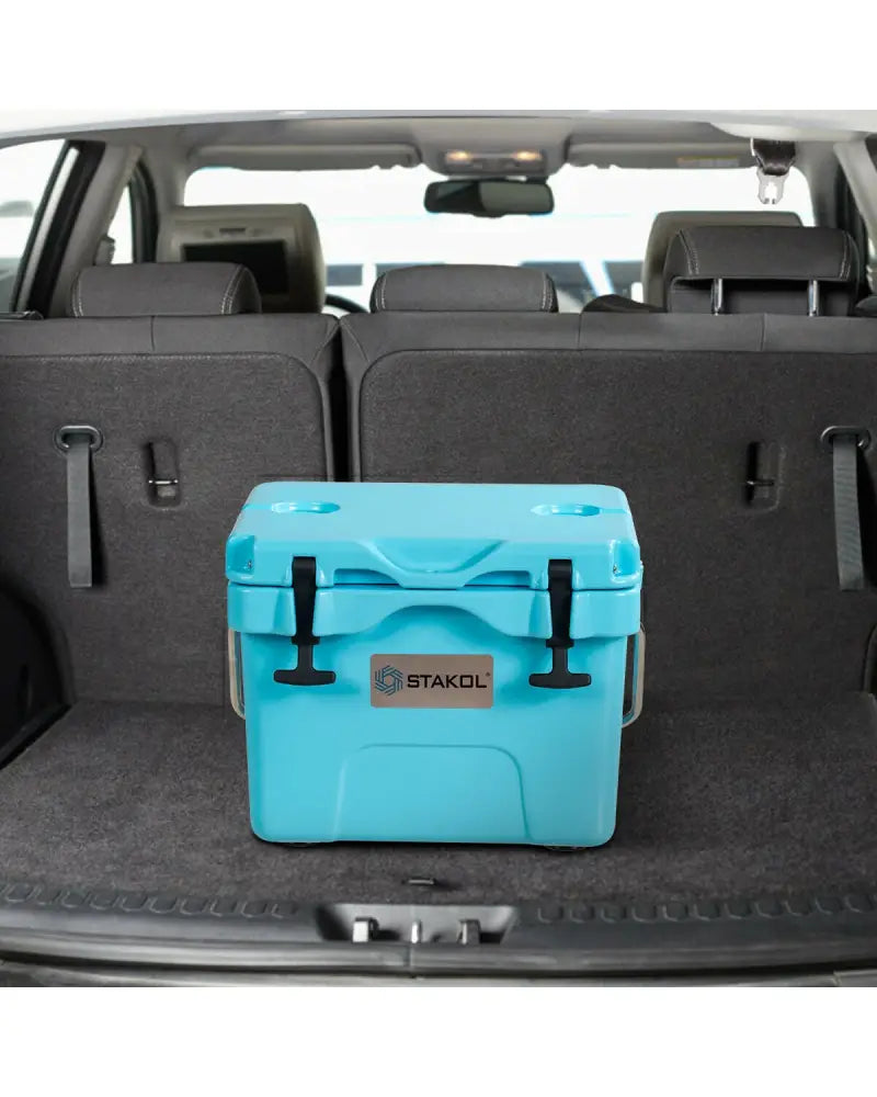 16 Quart 24-Can Capacity Portable Insulated Ice Cooler with 2 Cup Holders-Blue - Blue - Coolers