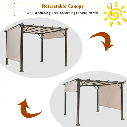 16’ x 4’ 2Pcs Universal Replacement Canopy for Pergola Structure Sun Awning - Beige - Gazebos