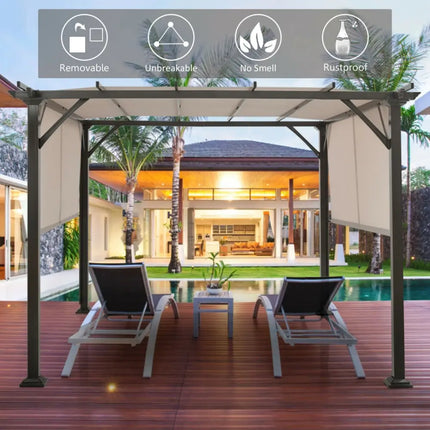 16’ x 4’ 2Pcs Universal Replacement Canopy for Pergola Structure Sun Awning - Beige - Gazebos