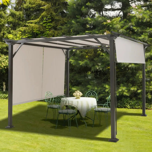 16’ x 4’ 2Pcs Universal Replacement Canopy for Pergola Structure Sun Awning - Beige - Gazebos
