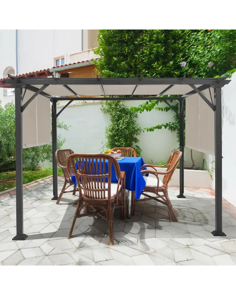 16’ x 4’ 2Pcs Universal Replacement Canopy for Pergola Structure Sun Awning - Beige - Gazebos